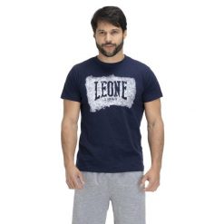 T-shirt męski w kolorze indygo. Niebieskie buty sportowe męskie LEONE 1947 APPAREL, l, bez wzorów, z tkaniny, sportowe, bez kołnierzyka. W wyprzedaży za 83.85 zł.