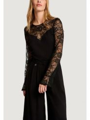 Morgan Bluzka 261-TMELO Czarny Slim Fit. Czarne bluzki damskie Morgan, m, bez wzorów, z syntetyku, bez kołnierzyka, bez ramiączek. Za 209.99 zł.