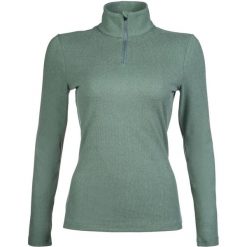 Damska koszulka jeździecka z długim rękawem HKM Supersoft. Zielone t-shirty damskie HKM, xl, bez wzorów, z zamszu, eleganckie, bez kołnierzyka. Za 211.50 zł.