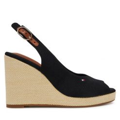 Espadryle Tommy Hilfiger. Czarne sandały damskie Tommy Hilfiger, bez wzorów, bez obcasa, bez zapięcia. Za 199.99 zł.