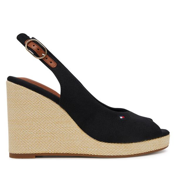 Espadryle Tommy Hilfiger. Czarne sandały damskie Tommy Hilfiger, bez wzorów, bez obcasa, bez zapięcia. Za 199.99 zł.
