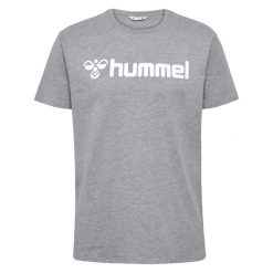 Koszulka Hummel Go 2.0 Logo. Szare koszulki sportowe męskie Hummel, bez wzorów, bez kołnierzyka, bez ramiączek, do piłki nożnej. Za 137.50 zł.