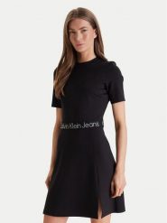 Calvin Klein Jeans Sukienka codzienna LV047F290G Czarny Regular Fit. Czarne sukienki damskie Calvin Klein Jeans, na co dzień, xxs, bez wzorów, z jeansu, bez kołnierzyka, bez ramiączek, proste. Za 329.99 zł.