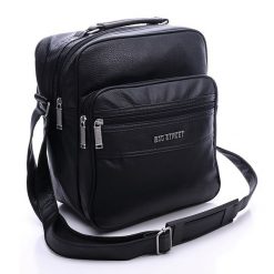 Wytrzymała raportówka męska Bag Street 1805 czarna. Czarne torby na ramię męskie Bag Street, bez wzorów, z materiału, biznesowe, na ramię. Za 74.00 zł.