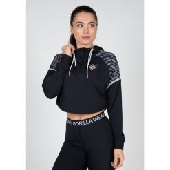 Zion Cropped Bluza z kapturem - Czarny. Czarne bluzy damskie GORILLA WEAR, bez wzorów, z kapturem, na fitness i siłownię. Za 302.50 zł.
