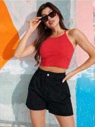 Szorty jeansowe paperbag - czarny. Czarne szorty damskie Sinsay, l, bez wzorów, z bawełny. Za 39.99 zł.