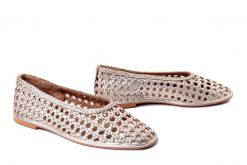 GIOSEPPO 78242 Embeya platinum, baleriny damskie. Żółte baleriny damskie Gioseppo, na lato, w ażurowe wzory, ze skóry, bez obcasa. Za 449.90 zł.