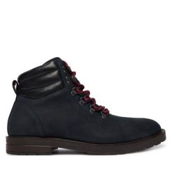 Trzewiki Tommy Hilfiger. Niebieskie botki męskie Tommy Hilfiger, bez wzorów, bez zapięcia. Za 639.99 zł.