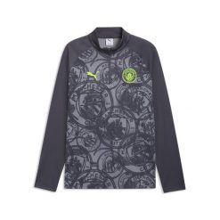 Męska koszulka na rozgrzewkę Manchester City z zamkiem 1/4 PUMA. Szare koszulki sportowe męskie Puma, m, bez wzorów, bez kołnierzyka, bez ramiączek, do piłki nożnej. Za 339.00 zł.