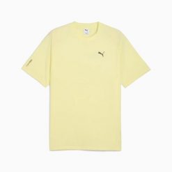 Koszulka męska Puma PUMATECH GRAPHIC RELAXED żółta, rozmiar L. Żółte koszulki sportowe męskie Puma, l, bez wzorów, z bawełny, bez kołnierzyka, bez ramiączek. Za 130.61 zł.