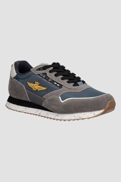 AERONAUTICA MILITARE Szaro-niebieskie sneakersy męskie, Rozmiar 41. Szare buty sportowe męskie Aeronautica Militare, bez zapięcia. W wyprzedaży za 199.99 zł.