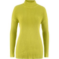 Sweter bawełniany ze stójką bonprix pistacjowy. Swetry damskie bonprix. Za 37.99 zł.