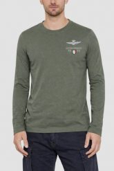 AERONAUTICA MILITARE Szarozielony męski longsleeve Centro Sportivo, Rozmiar M. Zielone bluzki z długim rękawem męskie Aeronautica Militare, m, bez wzorów, bez kołnierzyka. W wyprzedaży za 273.99 zł.