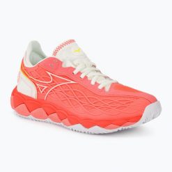 Buty do tenisa damskie Mizuno Wave Enforce Tour CC. Białe obuwie sportowe damskie Mizuno, bez wzorów, tenisowe, mizuno wave. Za 709.99 zł.
