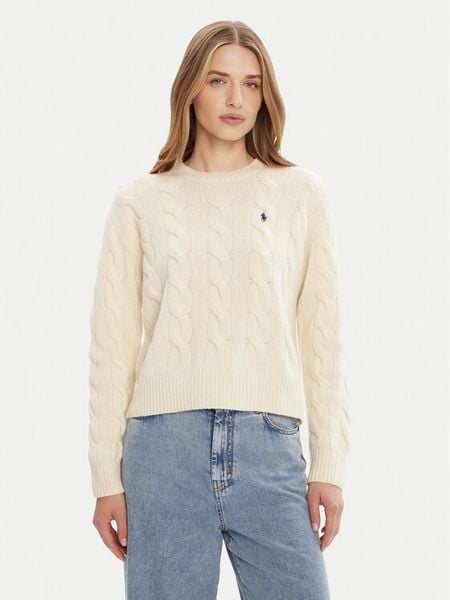 Polo Ralph Lauren Sweter 211A91216002 Écru Straight Fit. Swetry damskie Polo Ralph Lauren, m, bez wzorów, z wełny, bez kołnierzyka, bez ramiączek, bez kaptura. Za 949.99 zł.