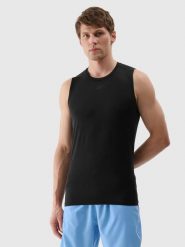 T-SHIRT MĘSKI 4F KOSZULKA TOP TANK SZYBKOSCHNĄCA TFSLM461. Czarne koszulki sportowe męskie 4f, m, bez wzorów, z materiału, bez kołnierzyka, bez ramiączek, na fitness i siłownię. Za 182.98 zł.