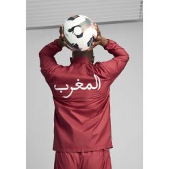 Męska tkana kurtka przedmeczowa Maroko PUMA Intense Red Archive Green. Czerwone kurtki męskie Puma, m, bez wzorów, sportowe, bez kaptura. W wyprzedaży za 305.50 zł.