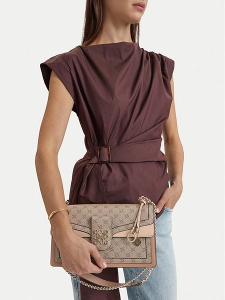 Nine West Torebka EO-ELEGANT FLOW-TK25740 Beżowy ciemny. Brązowe listonoszki damskie Nine West, bez wzorów, bez dodatków. Za 329.99 zł.