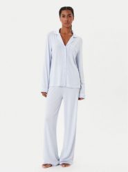 Guess Piżama O4BX07 KCIN2 Błękitny Regular Fit. Niebieskie piżamy damskie Guess, xs, z aplikacjami, bez ramiączek. Za 439.99 zł.