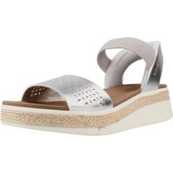 Sandały SKECHERS BOBS SUN RAY STEP ASIDE Srebrny. Szare sandały damskie Skechers, bez wzorów, z syntetyku, bez obcasa, bez zapięcia. Za 255.99 zł.