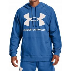 Bluza na co dzień męska UNDER ARMOUR z kapturem. Niebieskie bluzy męskie Under Armour, m, bez wzorów, z kapturem, na fitness i siłownię. Za 179.00 zł.