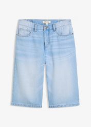 Lekkie bermudy jeansowe ze średnim stanem. Niebieskie szorty damskie bonprix, bez wzorów, z jeansu. Za 102.99 zł.