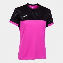 Koszulka do tenisa z krótkim rekawem damska Joma SHORT SLEEVE T- SHIRT. Czarne koszulki sportowe damskie Joma, m, bez wzorów, bez kołnierzyka, bez ramiączek, tenisowe. Za 110.00 zł.