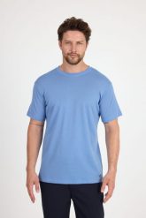 Koszulka męska z 100% wełny merino (170 g/m²) - Relax Woolona. Niebieskie koszulki sportowe męskie WOOLONA, na lato, m, bez wzorów, z dzianiny, bez kołnierzyka, bez ramiączek. Za 288.00 zł.