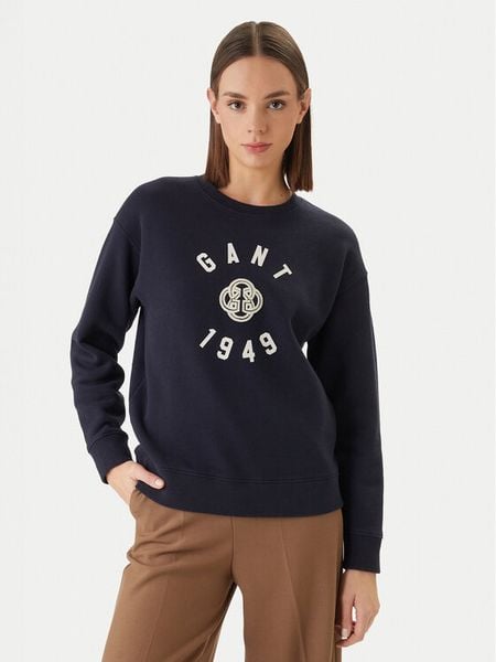 Gant Bluza 4201485 Granatowy Regular Fit. Niebieskie bluzy damskie GANT, xl, bez wzorów, z bawełny, bez kaptura. Za 389.99 zł.