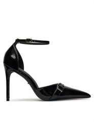 DeeZee Szpilki Q93079-17 Czarny. Czarne szpilki damskie DeeZee, bez wzorów, z materiału, bez obcasa, bez zapięcia. Za 139.99 zł.