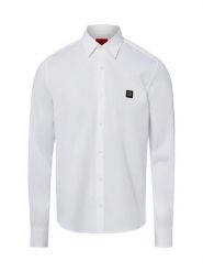 HUGO koszula codzienna Mężczyźni Slim Fit Bawełna biały, S. Białe koszule męskie Hugo, m, z aplikacjami, z bawełny, casualowe, bez kołnierzyka, bez ramiączek. Za 499.95 zł.