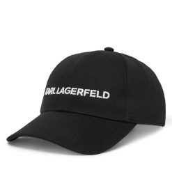 Czapka z daszkiem KARL LAGERFELD. Czarne czapki i kapelusze damskie KARL LAGERFELD, bez wzorów. Za 299.99 zł.