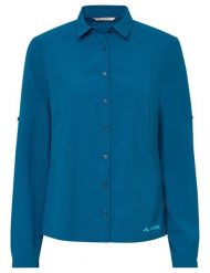 Koszula podróżnicza damska Vaude Rosemoor LS Shirt IV. Niebieskie koszule damskie Vaude, s, bez wzorów, z materiału, bez kołnierzyka, bez ramiączek. Za 376.95 zł.