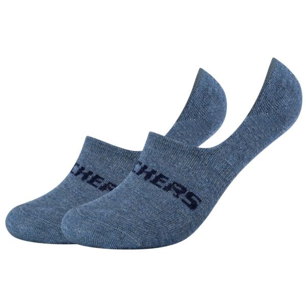 Skarpetki sportowe dla dorosłych 2PPK Mesh Ventilation Footies Socks. Niebieskie skarpety damskie Skechers, bez wzorów, z bawełny. Za 29.99 zł.