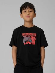 4F T-shirt regular z nadrukiem chłopięcy - czarny 164 (13-14 lat). Czarne t-shirty dla chłopców 4f, bez wzorów, z bawełny, bez ramiączek. Za 49.99 zł.