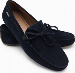 Ombre Męskie buty mokasyny skórzane z rzemykiem i podeszwą driver - granatowe V4 OM-FOCS-0150 41. Mokasyny męskie Ombre. Za 139.99 zł.