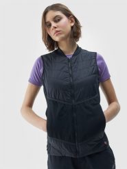 4F Bezrękawnik do biegania w terenie z wypełnieniem Primaloft Black Insulation Eco damski - czarny S. Czarne kurtki damskie 4f, l, bez wzorów, z dzianiny, bez kaptura. W wyprzedaży za 139.99 zł.