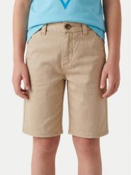 Guess Szorty materiałowe L6GD15 WR460 Beżowy Regular Fit. Brązowe szorty dla chłopców Guess, z aplikacjami, z bawełny. Za 234.99 zł.