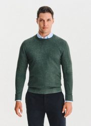 PAKO LORENTE – Zielony sweter męski o-neck. Zielone swetry przez głowę męskie Pako Lorente, na jesień, m, bez wzorów, z poliesteru, bez kołnierzyka. Za 299.99 zł.