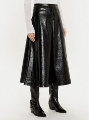 Sisley Spódnica z imitacji skóry 4XAUL002E Czarny Regular Fit. Czarne spódnice damskie Sisley, bez wzorów, ze skóry. Za 199.99 zł.