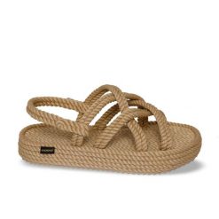 Sandały damskie na platformie Bodrum. Brązowe sandały damskie Aulp, bez wzorów, z kauczuku, bez obcasa, na platformie, bez zapięcia. Za 169.99 zł.