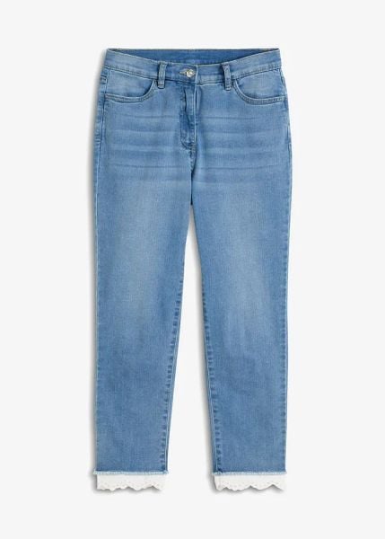Jeansy skinny, mid waist. Niebieskie jeansy damskie bonprix. Za 169.99 zł.