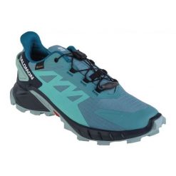 Buty do biegania Salomon Supercross 4 Gtx 473169 niebieskie. Niebieskie obuwie sportowe damskie bez wzorów, z gumy, do biegania. Za 835.37 zł.