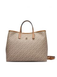 Tommy Hilfiger Torebka Th Monoplay Satchel AW0AW19173 Beżowy. Brązowe torebki do ręki damskie Tommy Hilfiger, bez wzorów, ze skóry, bez dodatków. Za 899.99 zł.