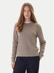 Tommy Hilfiger Sweter Fine WW0WW44993 Beżowy Regular Fit. Brązowe swetry damskie Tommy Hilfiger, m, bez wzorów, z bawełny, bez kołnierzyka, bez ramiączek, bez kaptura. Za 559.99 zł.