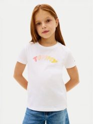 Tommy Hilfiger T-Shirt KG0KG09246 Biały Regular Fit. Białe t-shirty i topy dla dziewczynek Tommy Hilfiger, bez wzorów, z bawełny, bez ramiączek. Za 129.99 zł.