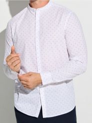 Koszula ze wzorem - biały. Białe koszule męskie Sinsay, l, bez wzorów, bez kołnierzyka, bez ramiączek. Za 49.99 zł.