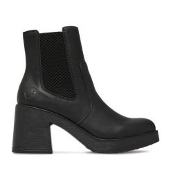 Botki Rieker. Czarne botki męskie Rieker, bez wzorów, bez zapięcia. Za 369.99 zł.