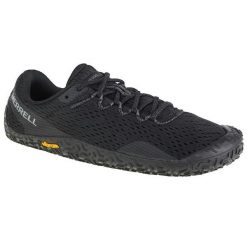Buty trekkingowe damskie Merrell Vapor Glove 6. Czarne obuwie sportowe damskie Merrell, bez wzorów, z materiału, do biegania. Za 594.00 zł.