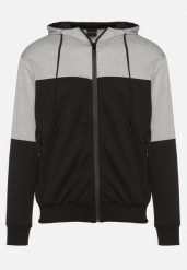 Czarna Bluza Zasuwana z Kapturem i Kieszeniami na Suwaki Sunaya. Czarne bluzy męskie Born2be, m, bez wzorów, z jeansu, z kapturem. Za 49.99 zł.